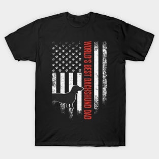 World's Best Dachshund Dad USA Flag T-Shirt